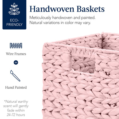 Set of 5 Collapsible Hyacinth Storage Baskets w/ Inserts - 10.5x10.5in