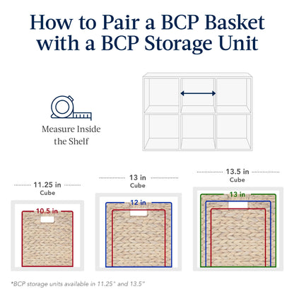 Set of 5 Collapsible Hyacinth Storage Baskets w/ Inserts - 10.5x10.5in