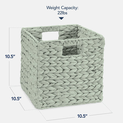 Set of 5 Collapsible Hyacinth Storage Baskets w/ Inserts - 10.5x10.5in