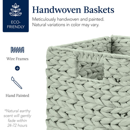 Set of 5 Collapsible Hyacinth Storage Baskets w/ Inserts - 10.5x10.5in