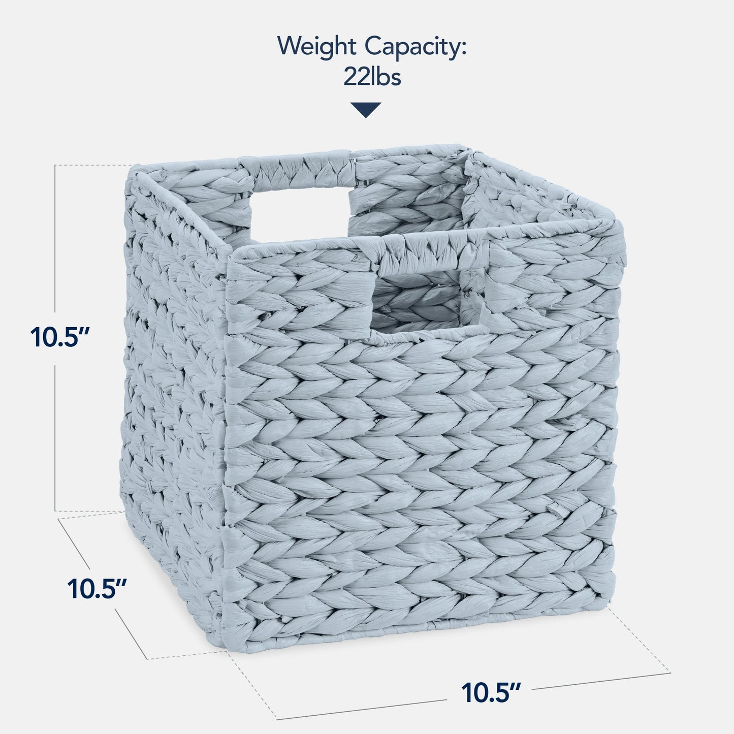 Set of 5 Collapsible Hyacinth Storage Baskets w/ Inserts - 10.5x10.5in