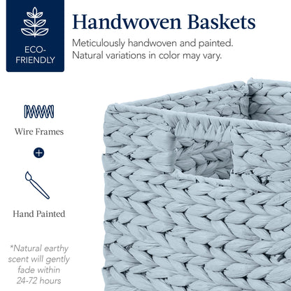 Set of 5 Collapsible Hyacinth Storage Baskets w/ Inserts - 10.5x10.5in