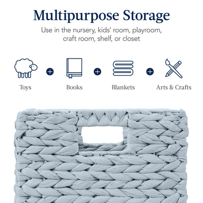 Set of 5 Collapsible Hyacinth Storage Baskets w/ Inserts - 10.5x10.5in