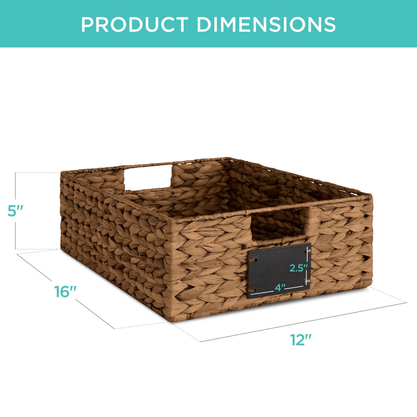 Set of 4 Water Hyacinth Pantry Baskets w/ Chalkboard, Chalk Marker