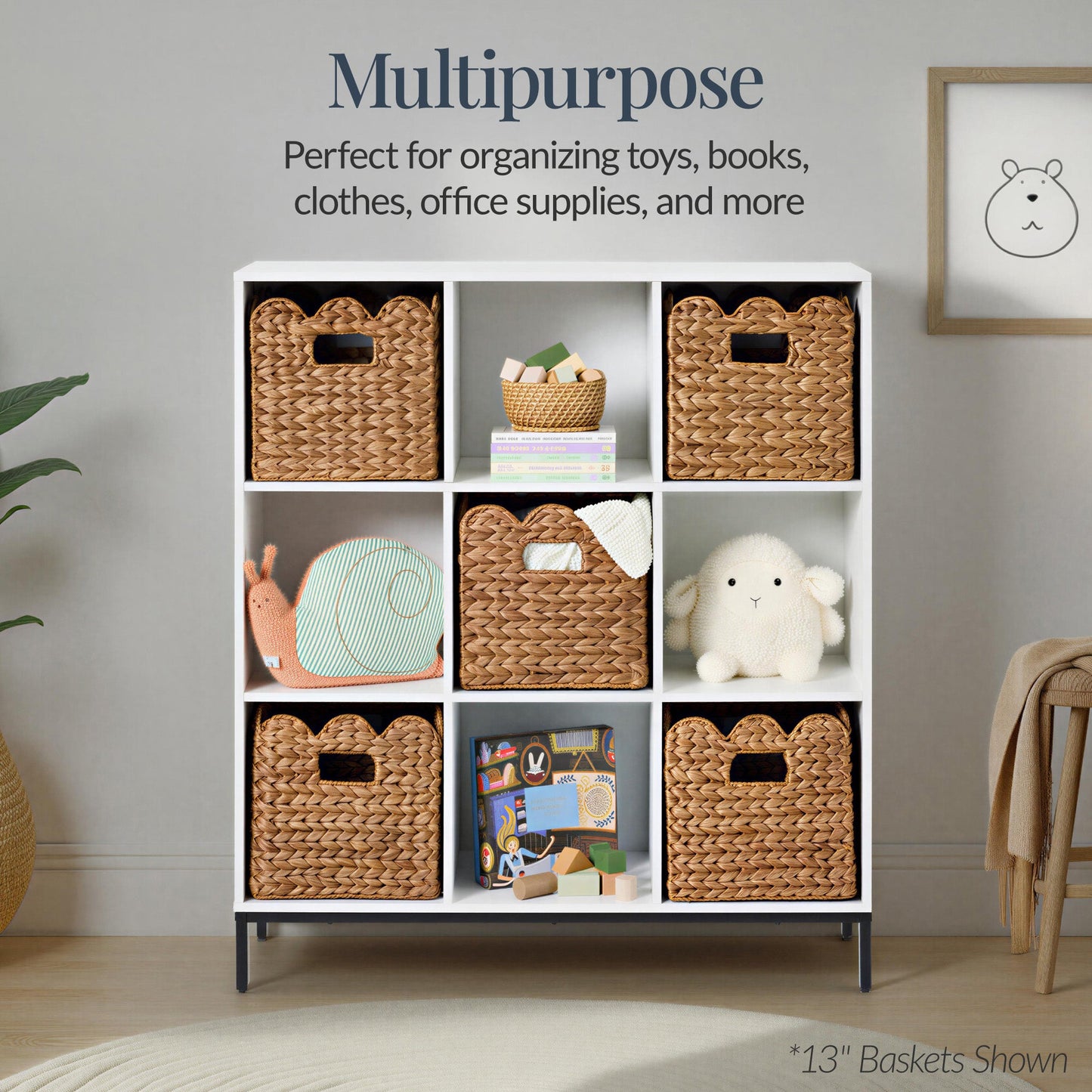 Scalloped 10.5 x 10.5in Hyacinth Storage Basket Set of 5