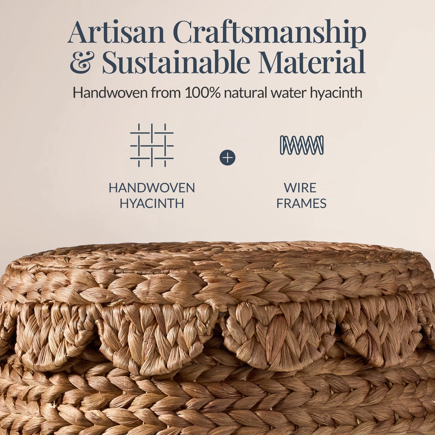 Scalloped Hyacinth Storage Tote Basket