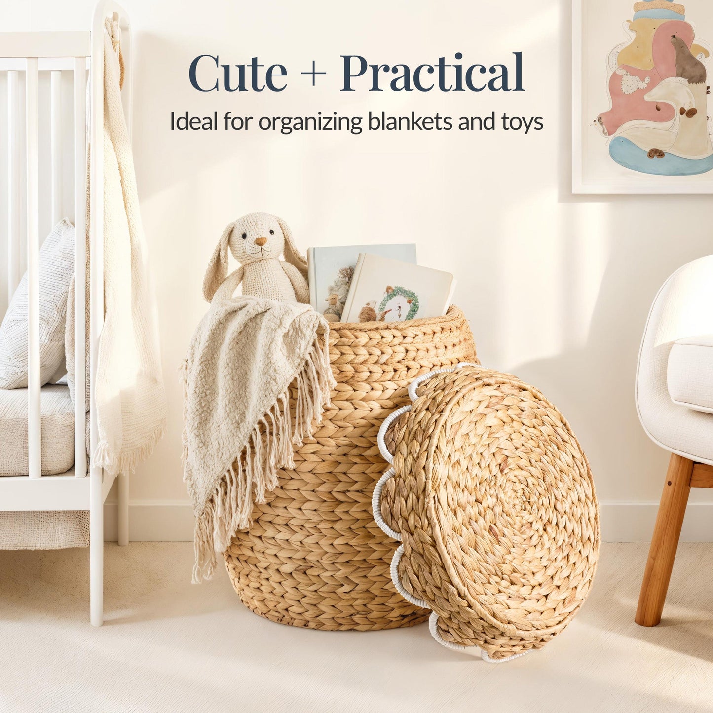 Scalloped Hyacinth Storage Tote Basket