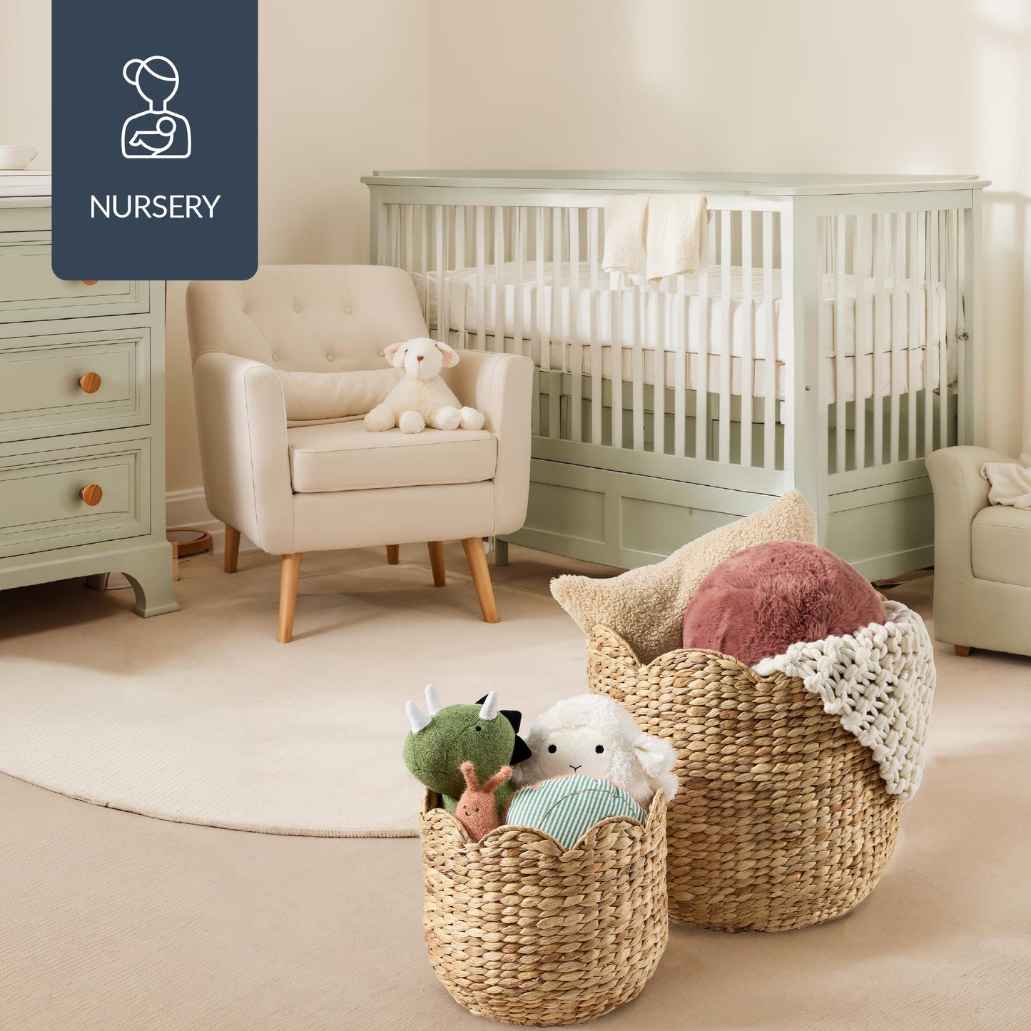 Scalloped 3PC Water Hyacinth Nesting Baskets