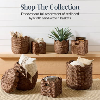 Scalloped 3PC Water Hyacinth Nesting Baskets