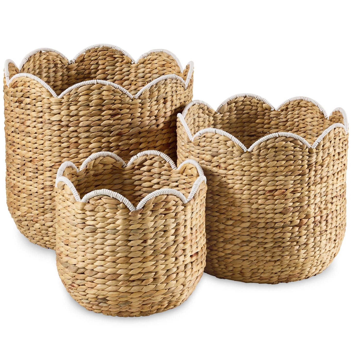 Scalloped 3PC Water Hyacinth Nesting Baskets