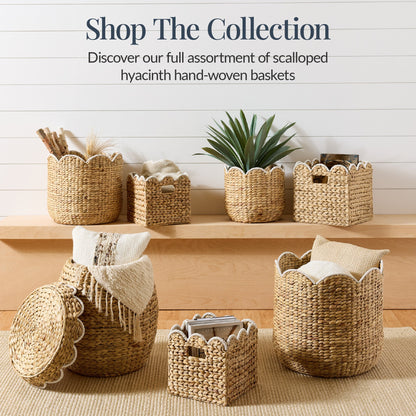 Scalloped 3PC Water Hyacinth Nesting Baskets