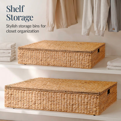 2 PC Water Hyacinth Nesting Underbed Storage Baskets