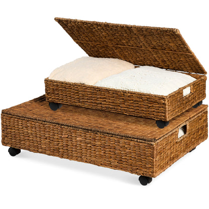 2 PC Water Hyacinth Nesting Underbed Storage Baskets