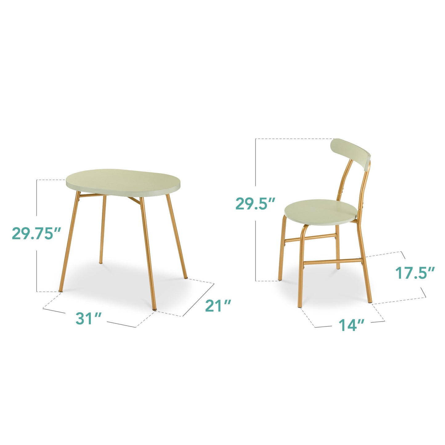 3-Piece Oval Dining Table Set, Small Kitchen Set w/ 2 Chairs