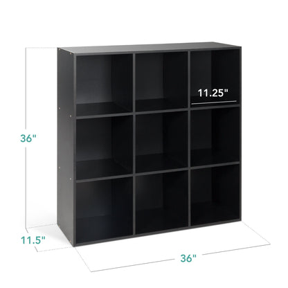 9-Cube Bookshelf Storage Display w/ 3 Removable Panels, Customizable Design