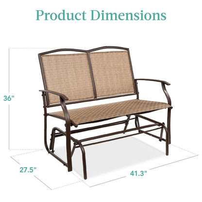 2-Person Patio Loveseat Swing Glider, Bench Rocker w/ Armrests
