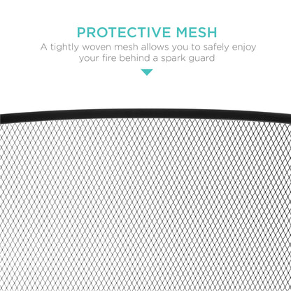 3-Panel Simple Steel Mesh Fireplace Screen w/ Worn Finish - 47.5x27.25in