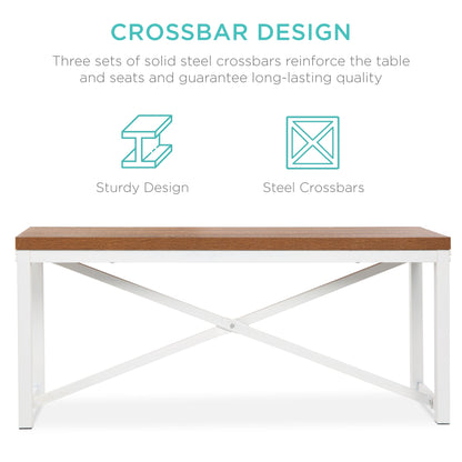 3-Piece Bench Style Dining Furniture Set w/ 2 Benches, Table - 45.5in