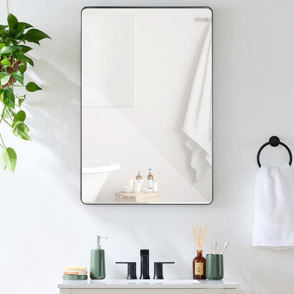 2-Way Rectangle Wall Mirror w/ Rounded Corners, Anti-Blast Film - 24x36in