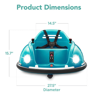 6V Kids Ride On Bumper Car Toy w/ Remote, Harness, Lights, 360 Degree Spin