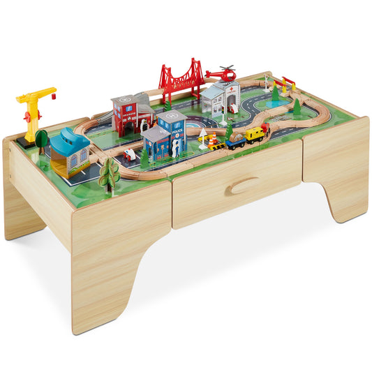 70-Piece Train Table, Large Multipurpose Playset w/ Reversible Table Top