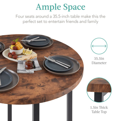 5-Piece Modern Round Counter Height Dining Set w/ 4 Chairs