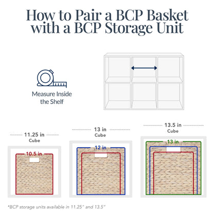 Set of 5 Collapsible Hyacinth Storage Baskets w/ Inserts - 12x12in