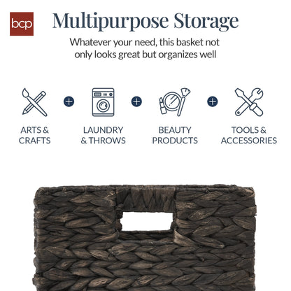 Set of 5 Collapsible Hyacinth Storage Baskets w/ Inserts - 12x12in