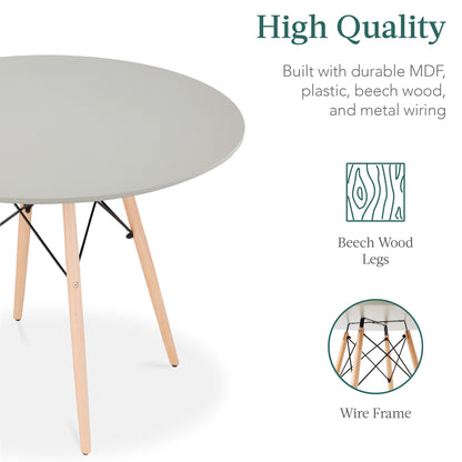 5-Piece Mid-Century Modern Dining Set w/ 4 Chairs, Wooden Legs, Metal Frame