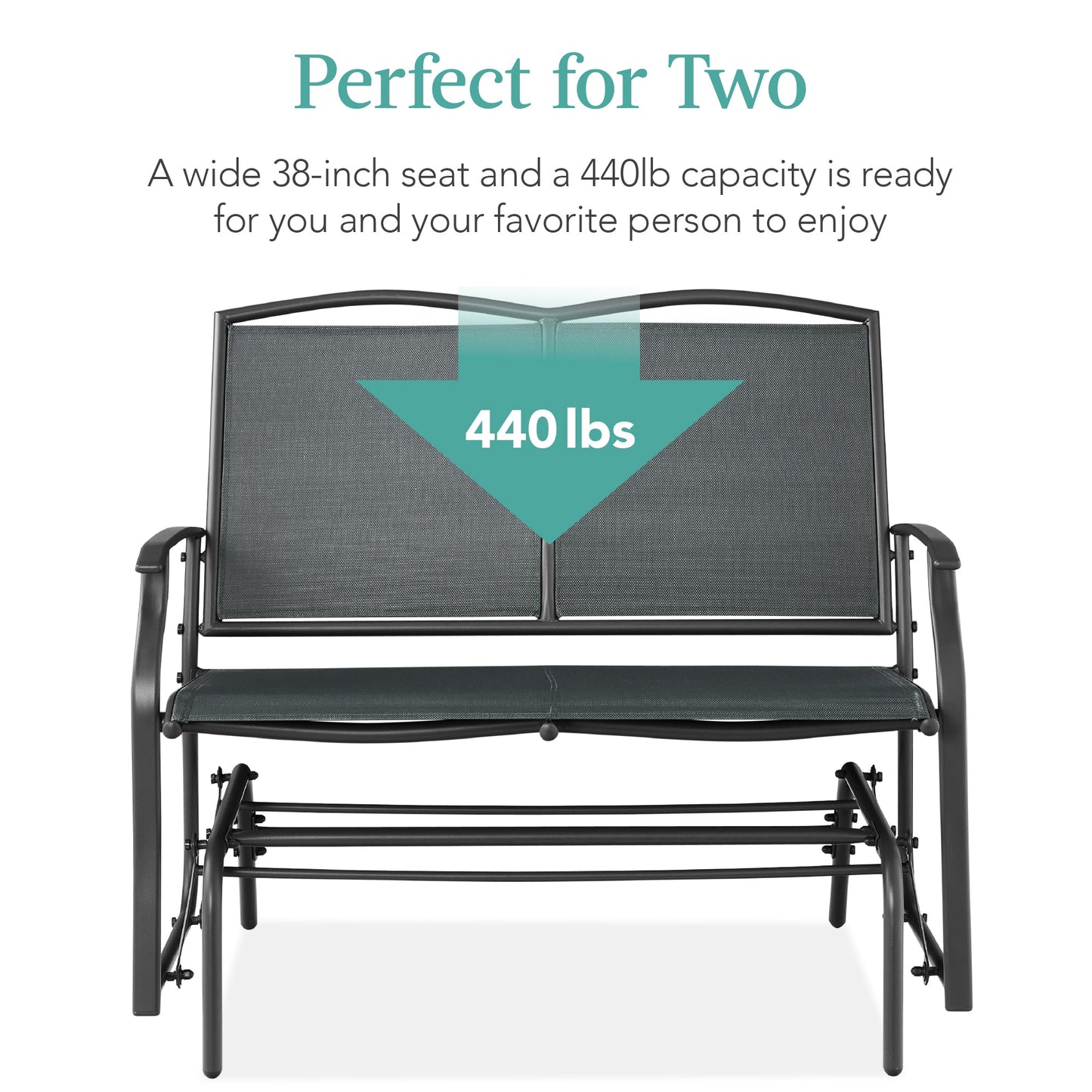 2-Person Patio Loveseat Swing Glider, Bench Rocker w/ Armrests