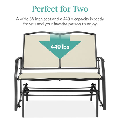2-Person Patio Loveseat Swing Glider, Bench Rocker w/ Armrests