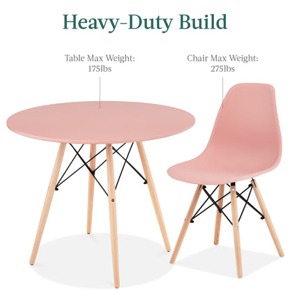 5-Piece Mid-Century Modern Dining Set w/ 4 Chairs, Wooden Legs, Metal Frame