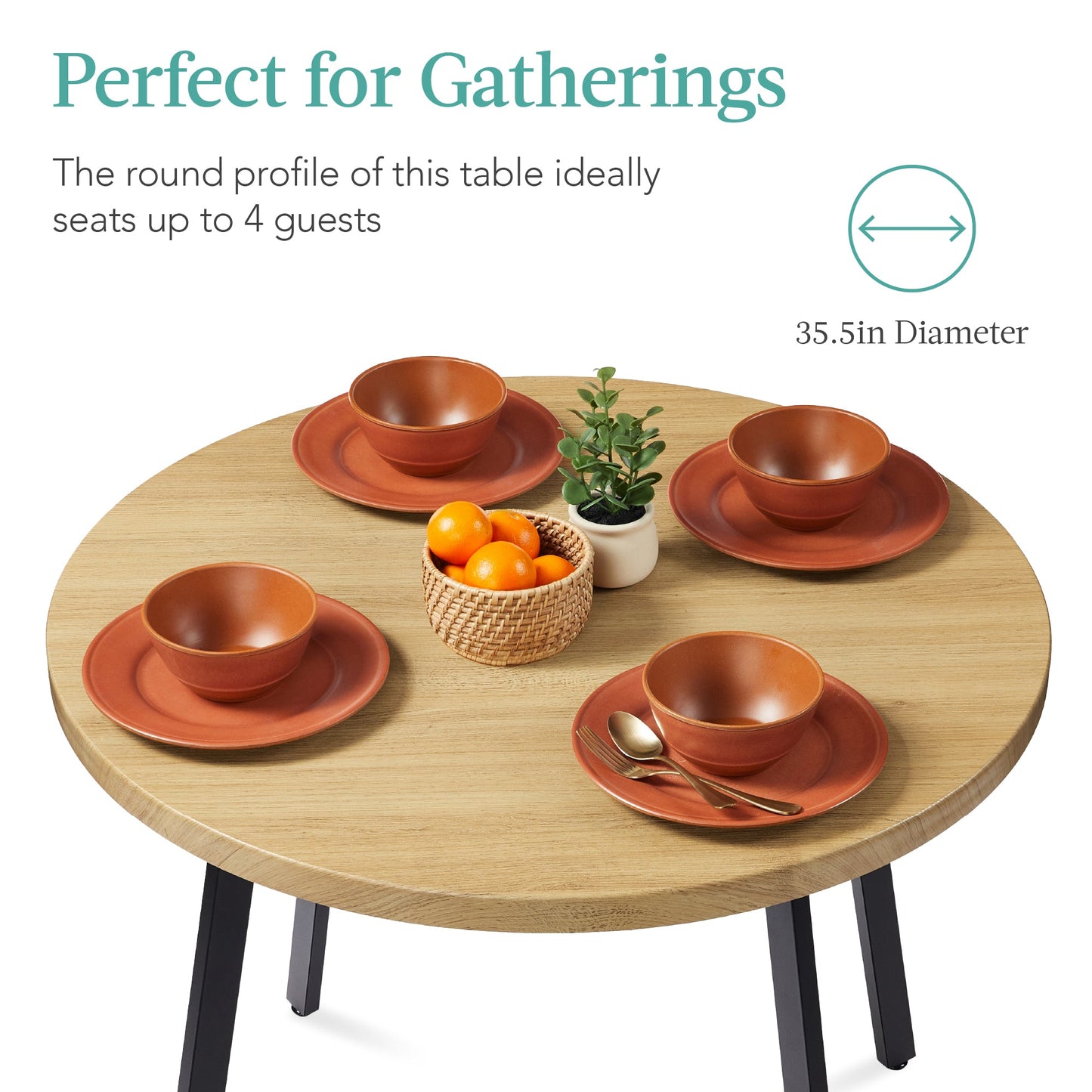 Round Dining Table w/Steel Legs