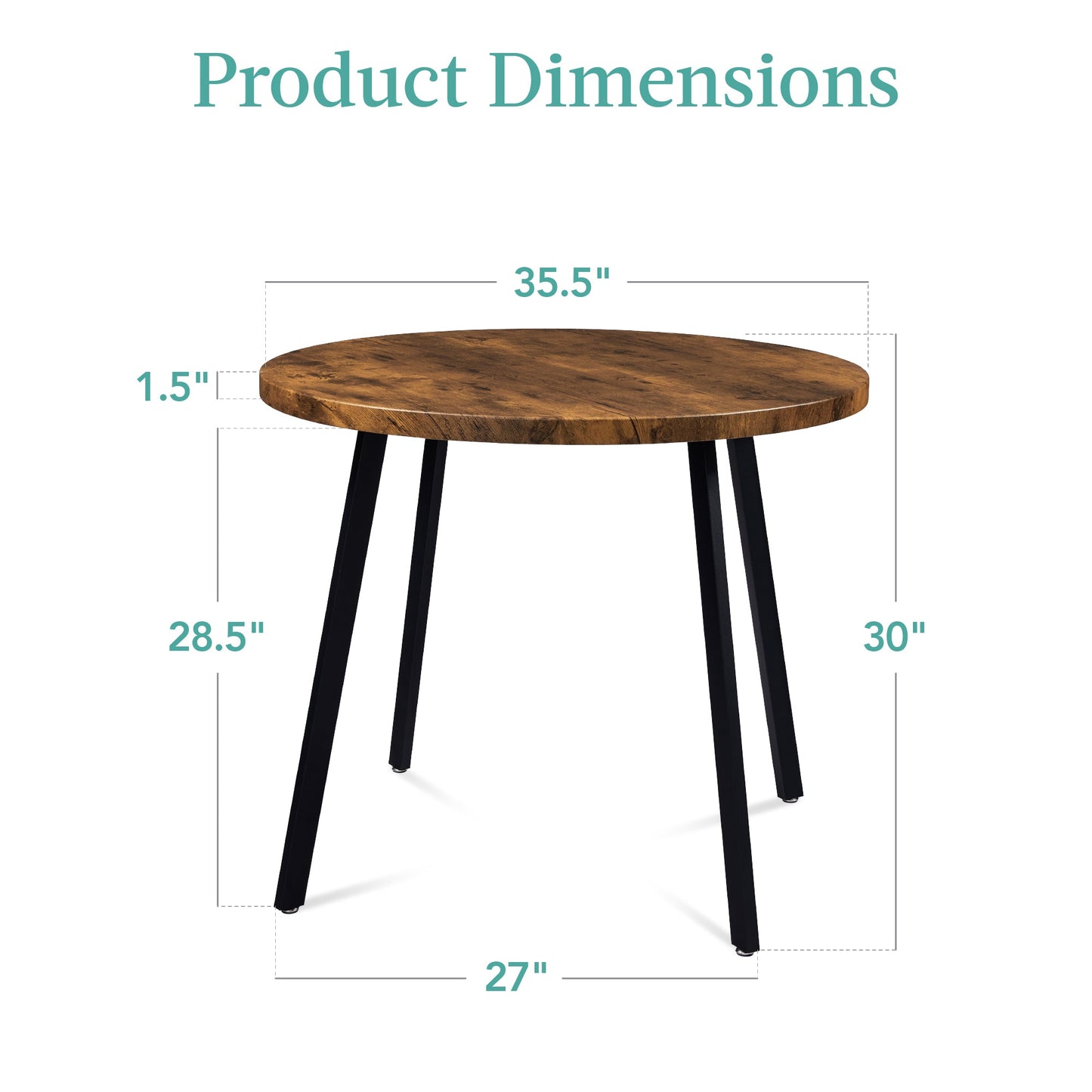 Round Dining Table w/Steel Legs