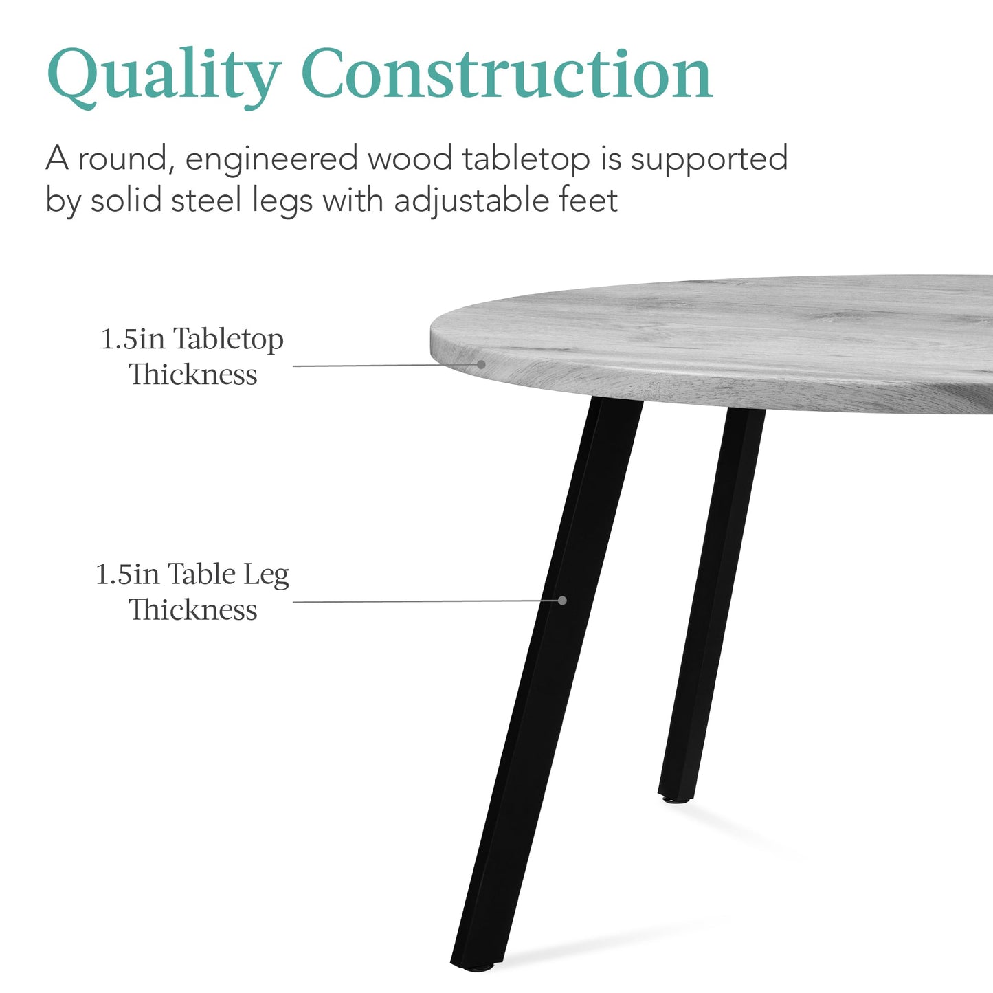 Round Dining Table w/Steel Legs