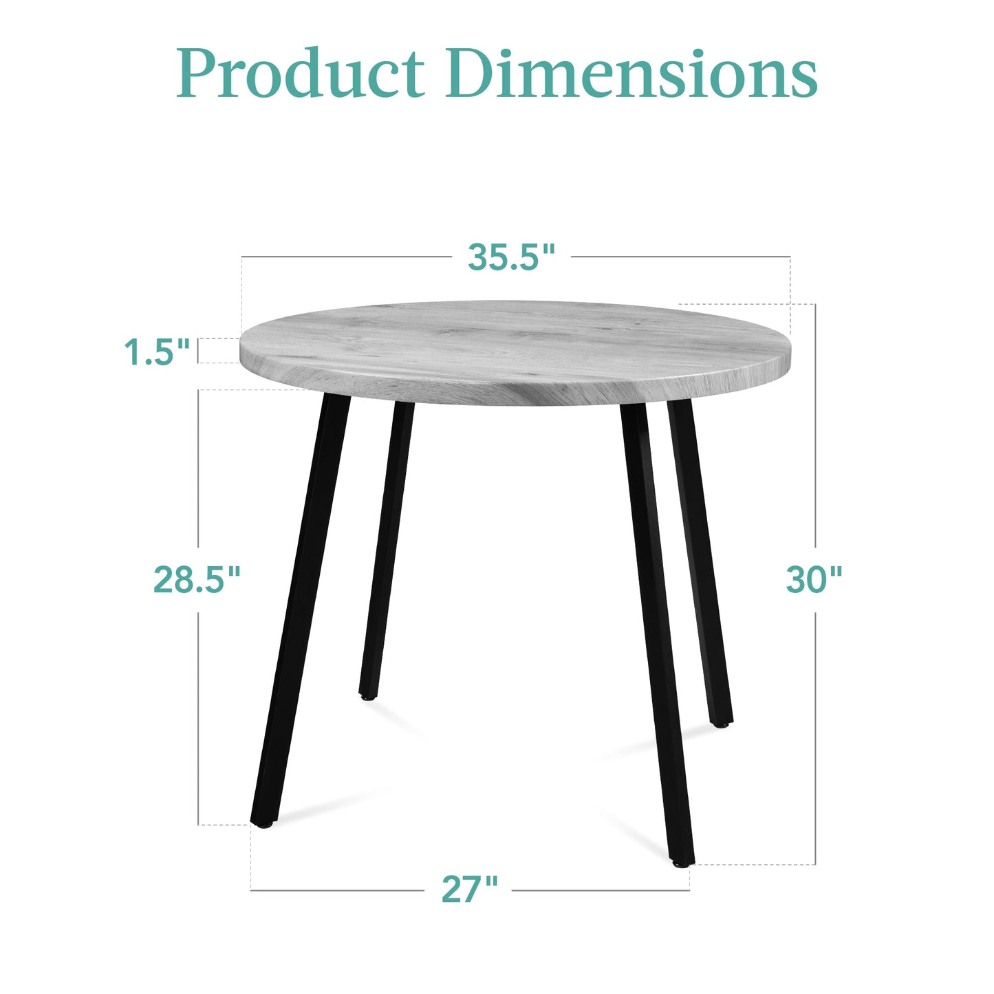 Round Dining Table w/Steel Legs
