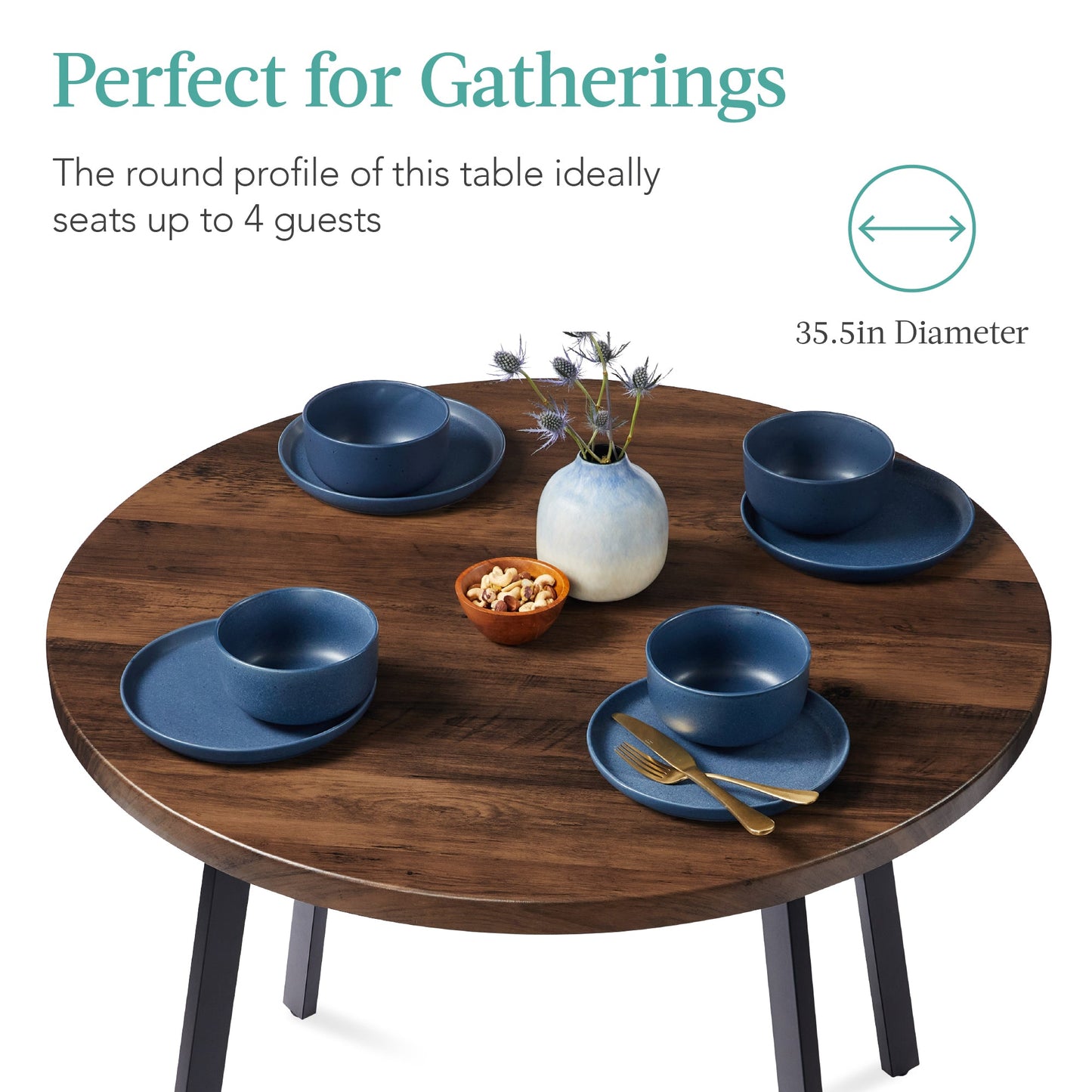 Round Dining Table w/Steel Legs