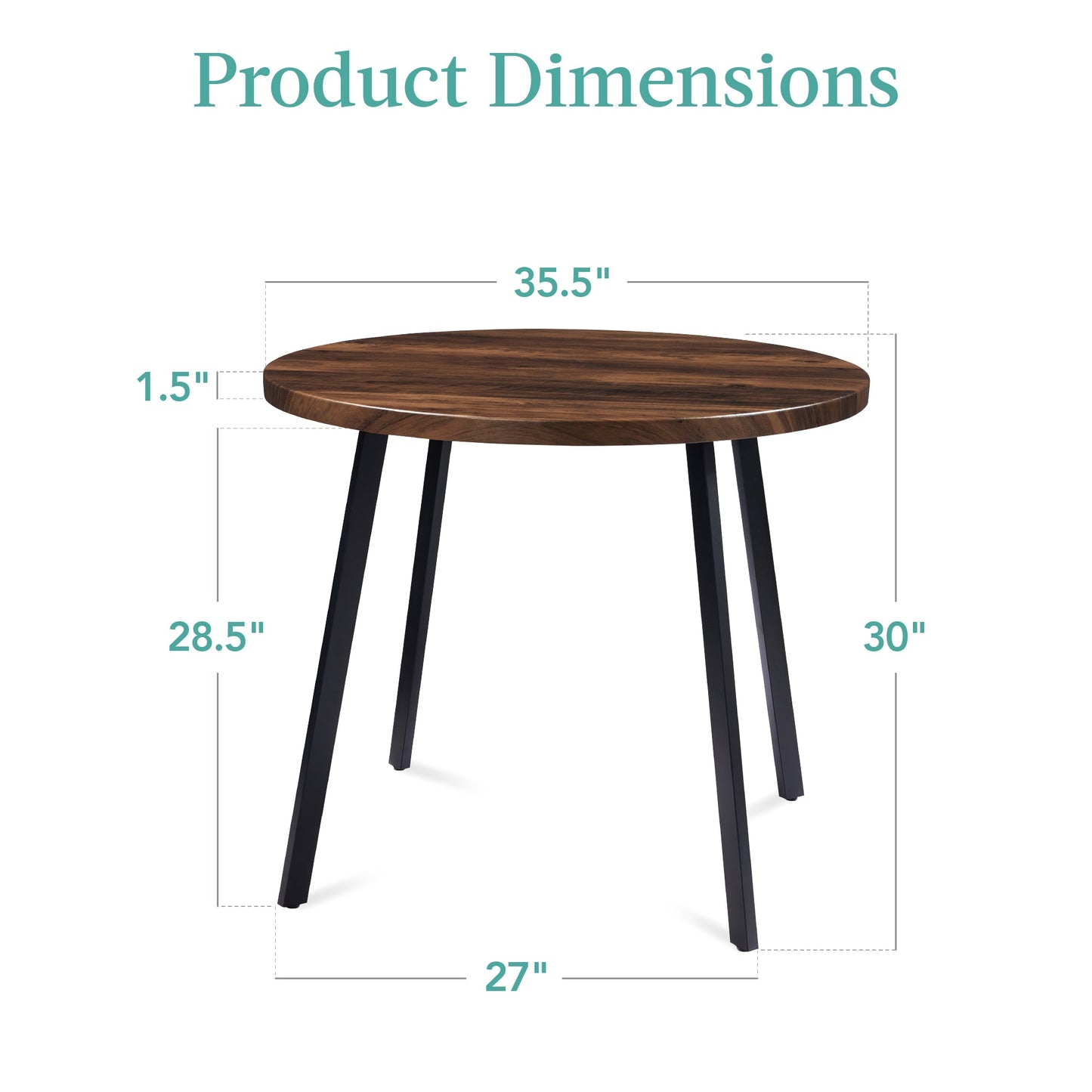 Round Dining Table w/Steel Legs