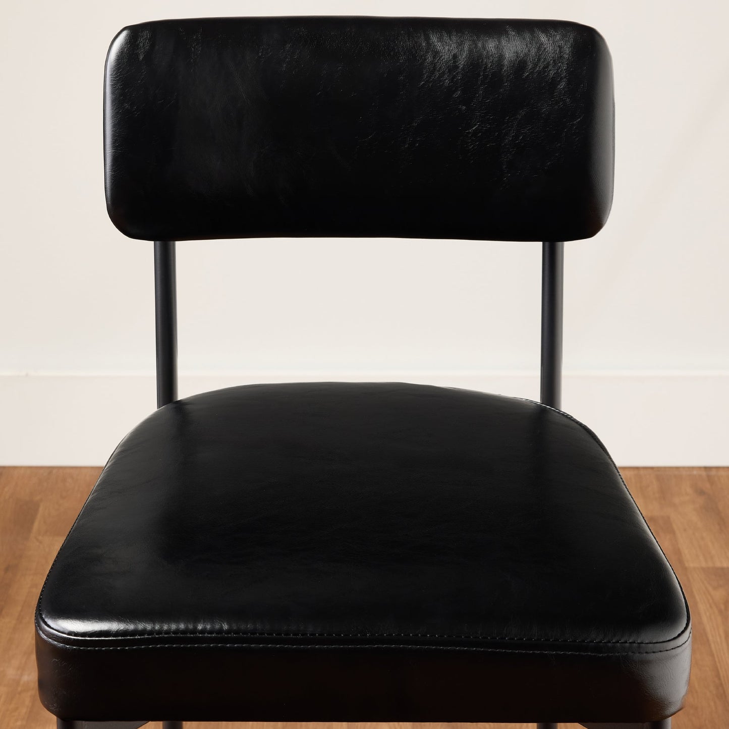 Set of 2 Armless Counter Height Bar Stools, Modern PU Faux Leather Stools