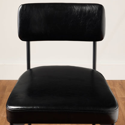 Set of 2 Armless Counter Height Bar Stools, Modern PU Faux Leather Stools