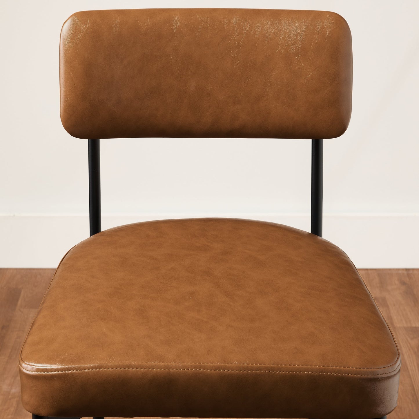 Set of 3 Armless Counter Height Bar Stools, Modern PU Faux Leather Stools