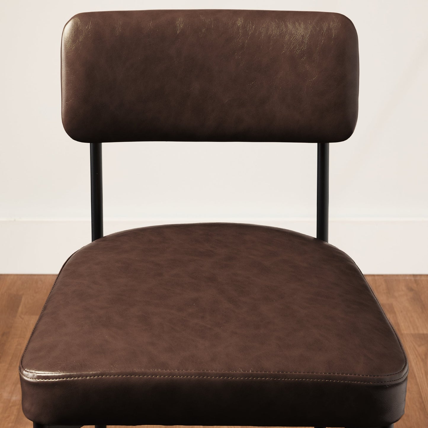 Set of 3 Armless Counter Height Bar Stools, Modern PU Faux Leather Stools