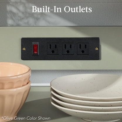 Rolling Kitchen Island Cart, Cabinet W/ Drawer, Sliding Tray, Outlet, Wheels