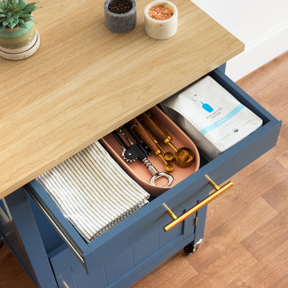 Rolling Kitchen Island Cart, Cabinet W/ Drawer, Sliding Tray, Outlet, Wheels