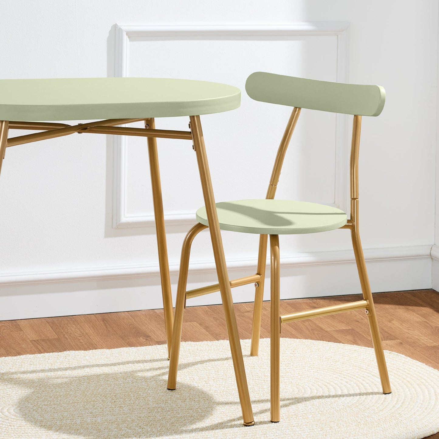 3-Piece Oval Dining Table Set, Small Kitchen Set w/ 2 Chairs