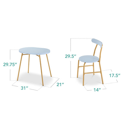 3-Piece Oval Dining Table Set, Small Kitchen Set w/ 2 Chairs