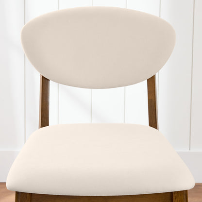 2-Piece Mid-Century Modern Wood & Upholstered Counter Height Bar Stool Set