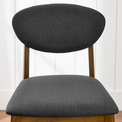 2-Piece Mid-Century Modern Wood & Upholstered Counter Height Bar Stool Set