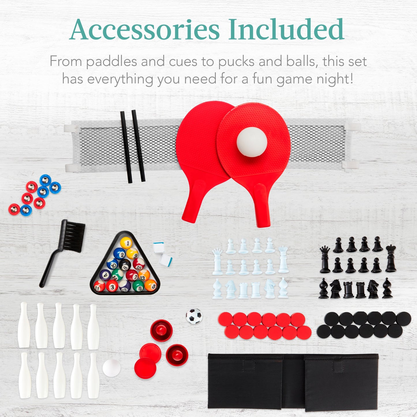 11-in-1 Combo Game Set w/ Ping Pong, Foosball, Air Hockey, 5 Storage Bags