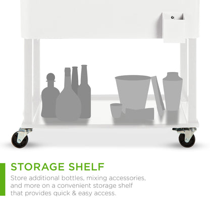 Portable Rolling Cooler Cart w/ Bottle Opener, Catch Tray - 80qt